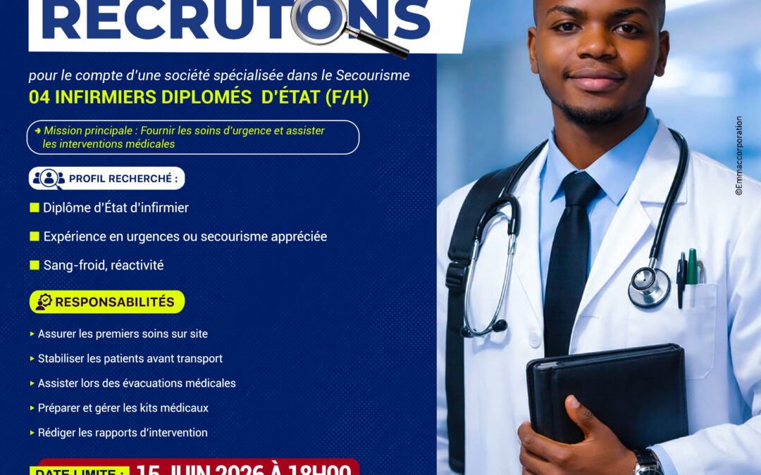 Quatre INFIRMIERS DIPLOMÉS  D’ÉTAT (F/H)