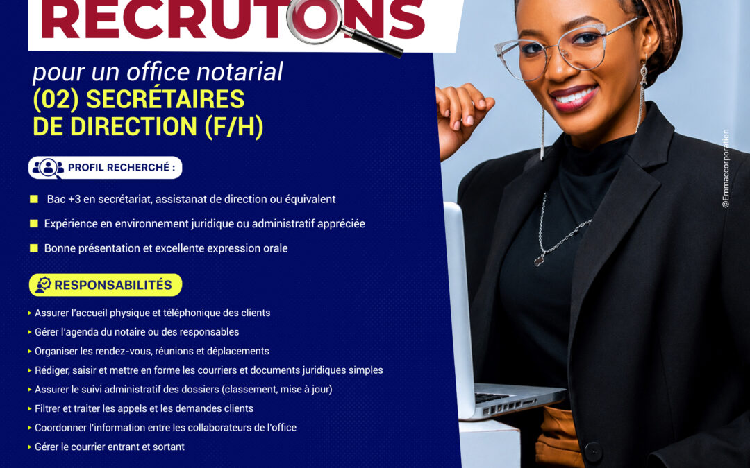 Deux Secrétaires de Direction (F/H)